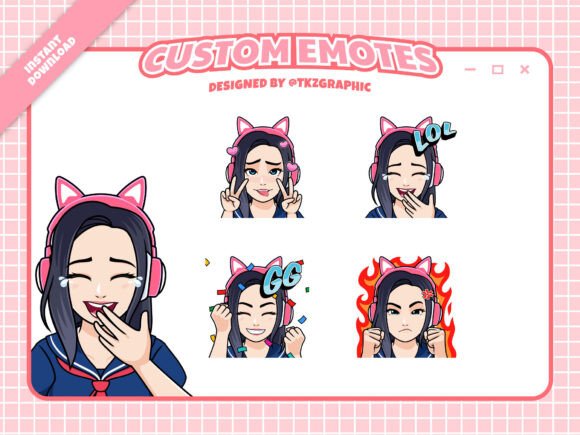 Download 4x Gamer Girl - Custom Twitch Emotes - Twitch Collection