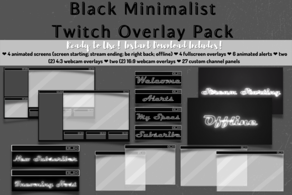 Download Black Minimalist Twitch Stream Package - Twitch Collection