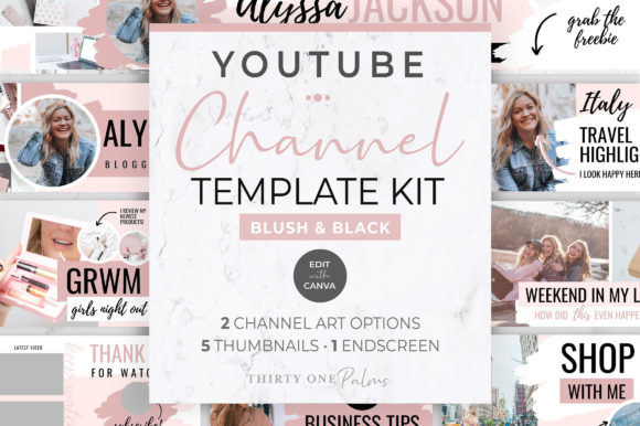 Download Youtube Channel Kit for Canva Blush - Youtube Collection