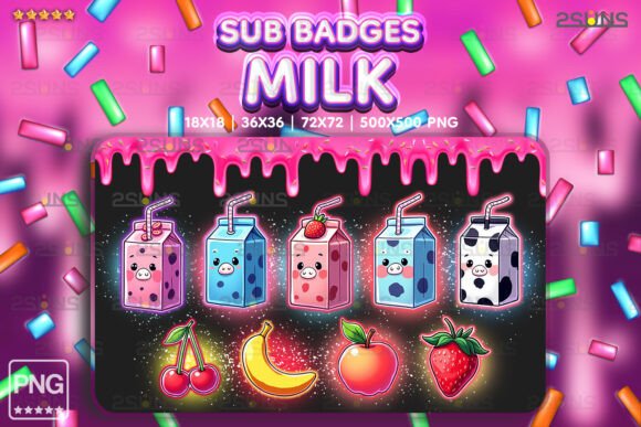 Download 9 Yummy Sub Badges, Milk Twitch Badges - Twitch Collection