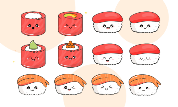 Download Kawaii Sushi Cartoon Bundle - Premium Resources