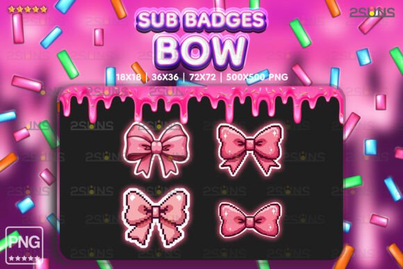 Download 4 Kawaii Pink Bow Sub Badges, Twitch - Twitch Collection